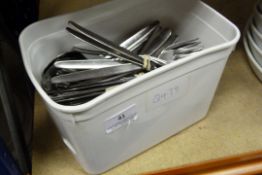 Box Containing 145 Pieces of Stainless Steel Plain Patterned Cutlery