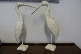 Pair of Wooden Storks