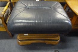 Blue Hyde Topped Footstool