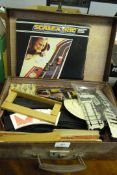 Vintage Suitcase containing Assorted Scalextric Accessories