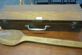 Joiner's Early Wood Tool Box & Large Wooden Spoon