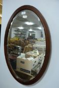 Mahogany Framed Oval Mirror with String Inlay Detail