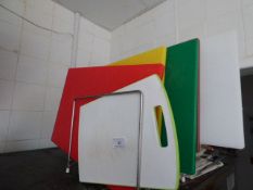 Coloured Polythene Chopping Boards in Rack