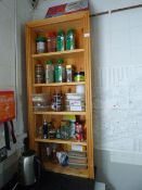 Pine Wall Unit Containing Assorted Herbs and Spices etc