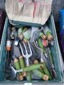 *Basket containing Assorted Gardening Tools including Weeders - Forks - Pruners etc