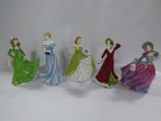 3 Royal Doulton & 2 Royal Worcester Lady Figurines