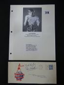 Signed Alan Rudkin British & European Bantam Weight Champion Photograph with Associated Letter