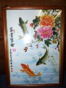 Framed Picture Depicting Koi Carp