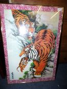 Framed Picture Depicting a Tiger & Cubs