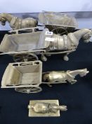 3 Brass Horse & Carts