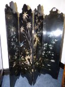 4 Fold Mother of Pearl Inlaid Firescreen