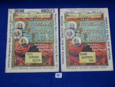 2 Volumes of The Hull, Grimsby & East Yorkshire Free Programmes for Lay Goes & Layers 1894 & 1895