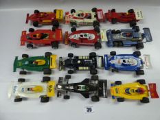 Tray containing Various Scalextric Formula 1 Cars