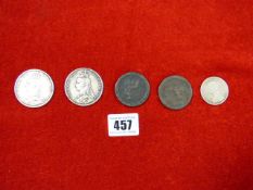 2 Victorian Crowns - 2 George III Pennies & a Silver Florin