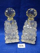 2 Silver Topped Scent Bottles