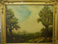 Gilt Framed Victorian Oil Painting Depicting A Country Scene