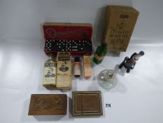 Student Microscope - Card Case - Dominoes - Vintage Bottles etc