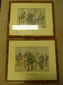 Pair of Framed Humorous Pears Prints