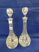 Pair of Vintage Cut Glass Decanters