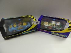 2 Boxed Scalextric Vehicles - Skoda Fabia WRC & VW Beetle Blue