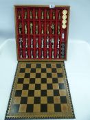 Leather Boxed Metal Napoleon Chess Set