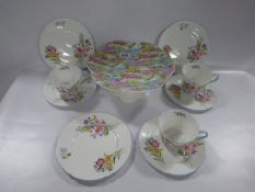 3 Shelley Wild Flower Trios & Shelley Cake Stand