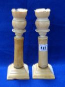 2 Ivory Candle Sticks