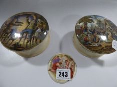 2 Painted Pot Lids with Bases