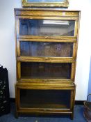 Oak 4 Tier Globe Wernicke Style Bookcase