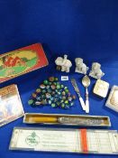 Tray of Collectable Items including Compact - Marbles etc
