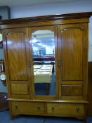 Edwardian Mahogany Triple Wardrobe over Drawers