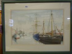 Framed Water Colour of The St Andrews Dock by Ronald Wilson