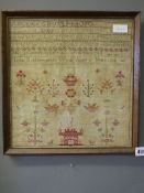 Framed Sampler Dated 1834