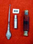 Silver Button Hook - Perfume Holder & Cranberry Glass Perfume Holder