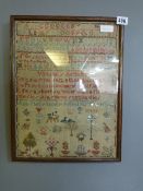 Framed Sampler Dated 1843