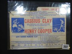 Boxing Flyer for Cassius Clay v Henry Cooper Tuesday 18th June 1963