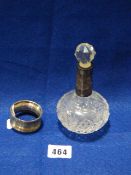 Silver Rimmed Scent Bottle & Silver Napkin Holder