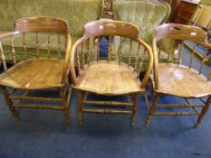 3 Oak Captains Chairs