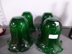 4 Green Glass Lamp Shades