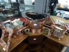 Copper Coal Scuttle, Kettle, Picture Frame Etc