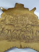 African Antelope Skin with Elephant Drawing