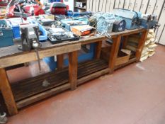 Engineers Work Bench Fitted with 2 Record Number 112 Heavy Duty Vices