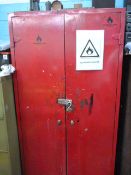 6ft Stationery Cabinet - Red - Containing assorted Flammable Liquids etc