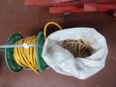 Length of Natural Rope & Garden Hose on Reel