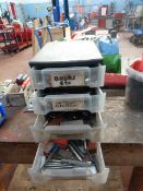 Set of Component Drawers Containing Various Hand Tools & Vehicle Electrical Components