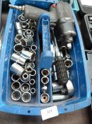 Pneumatic Impact Gun and Assorted Half Inch Drive Sockets