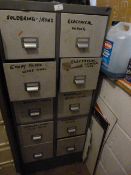 10 Drawer Filing Cabinet containing assorted Electricians Tools & Accessories