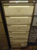 7 Drawer Filing Cabinet - Coffee & Cream with contents