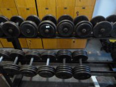 *10 Pairs of Dumbbells on Rack Ranging from 5kg - 47.5kg