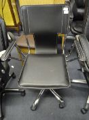 *Black Leather & Chrome Swivel Chair